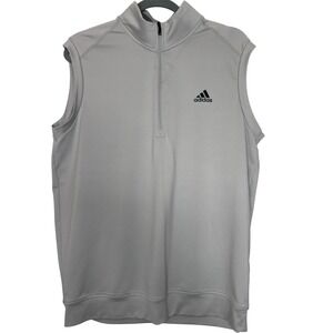 Adidas Golf Mens Medium Light Gray Quarter Zip Sleeveless Vest Pullover
